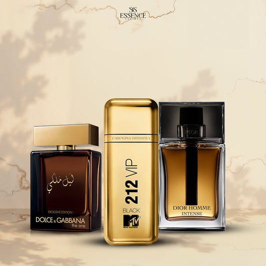 ليل ملكي 100مل + 212 بلاك MTV 100مل + ديور إنتنس 100مل