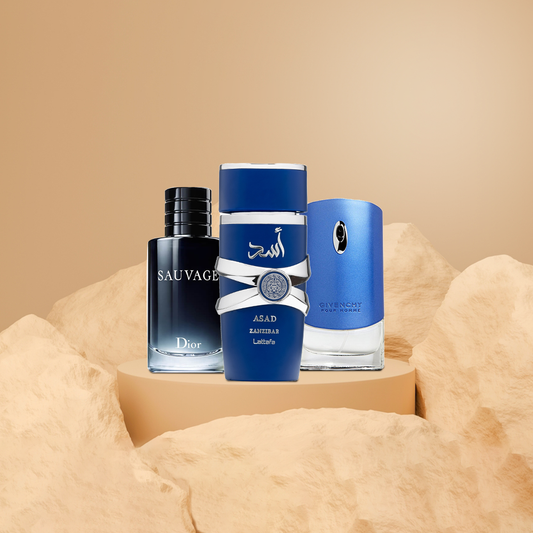 اسد زنجبار ١٠٠ مل + جيفنشي الازرق ١٠٠ مل + ديور سوفاج ١٠٠ مل