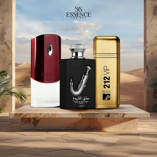 ٢١٢ MTV ١٠٠ مل + جيفنشي بني ١٠٠ مل + عشق الشيوخ ١٠٠ مل