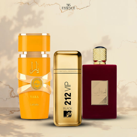 أميرة العرب 100مل + يارا الاصفر 100مل + 212 بلاك MTV 100مل