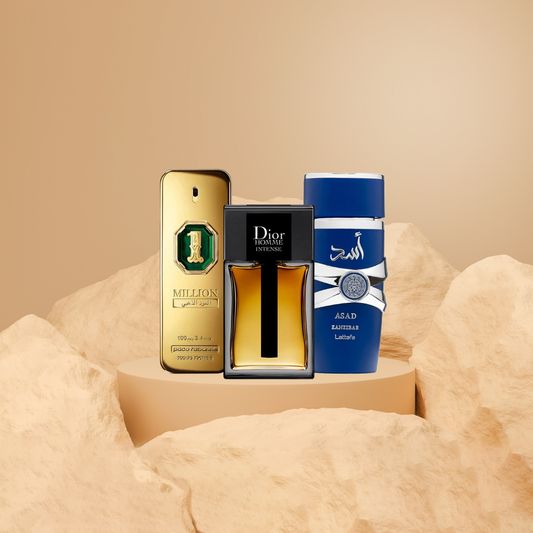 اسد زنجبار ١٠٠ مل + ديور انتنس ١٠٠ مل + وان مليون العود١٠٠ مل