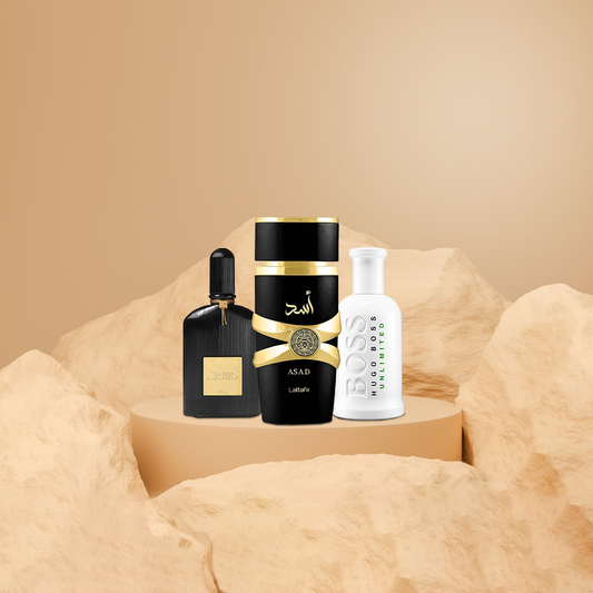 أسد 100مل + بلاك أوركيد 100مل + هوغو بوس 100مل