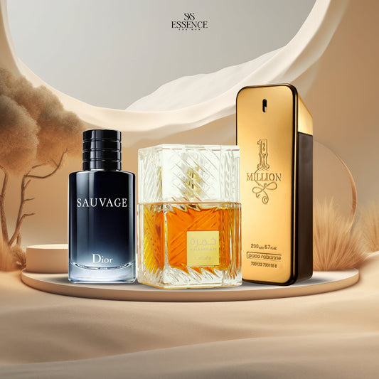 عطر خُمرة 40 مم  + عطر مليون ١٠٠ مل + عطر ديور سوفاج ١٠٠ مل