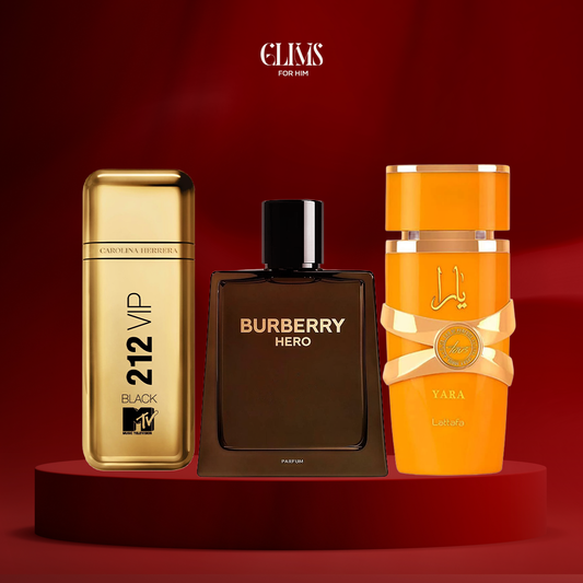 يارا الاصفر 100مل + 212 MTV 100مل + بربري هيرو 100مل